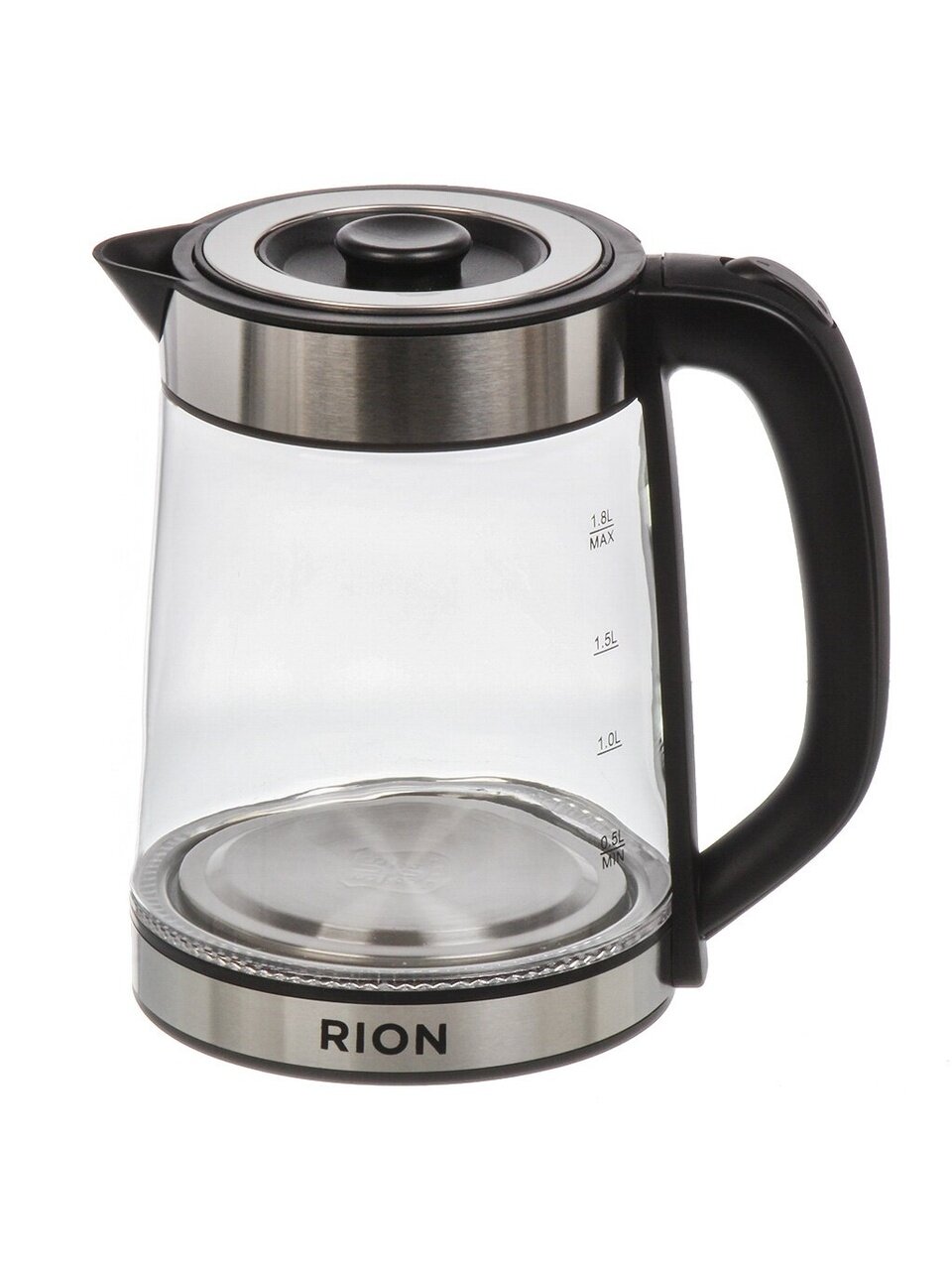 Чайник электрический Rion, 1.8 л, 1500 Вт, скрытый нагревательный элемент, нержавеющая сталь