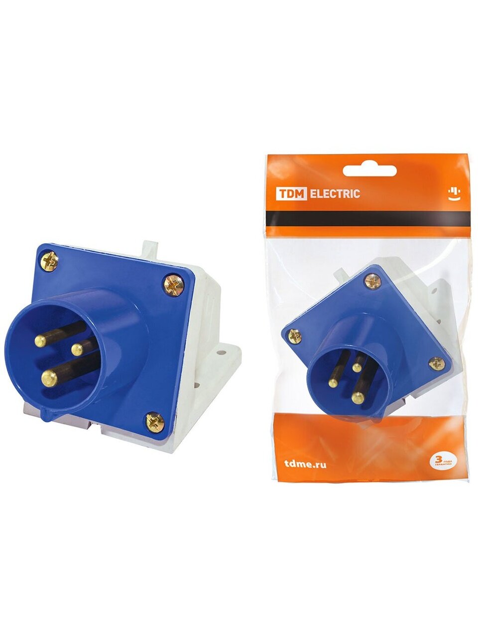 Вилка 32 А, IP44, 220 В, 2Р+РЕ, TDM Electric, SQ0605-0014