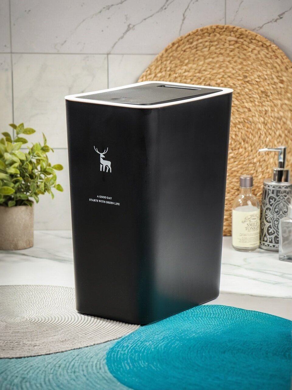 Контейнер для мусора пластик, 9 л, прямоугольный, черный, Y4-8661