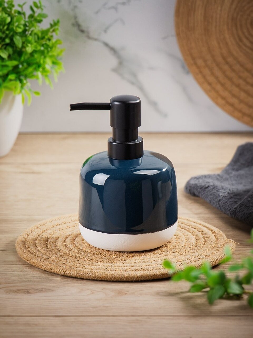 Дозатор для жидкого мыла, Лазурь, керамика, 9.3х7.8/13.7 см, BCE0698EA-LD