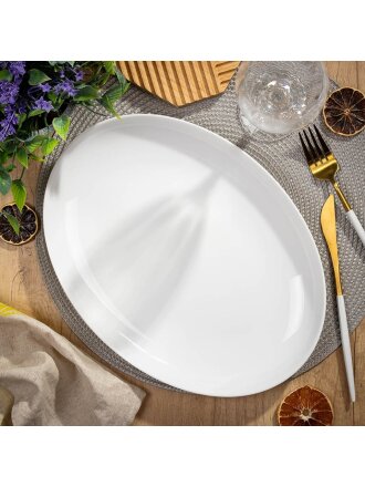 Блюдо стеклокерамика, овальное, 24х33 см, белое, Бэль, Daniks, LPKYP-130