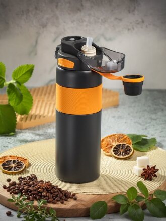 Термобутылка нержавеющая сталь, 0.8 л, Sports Fresh, оранжевая, B070055