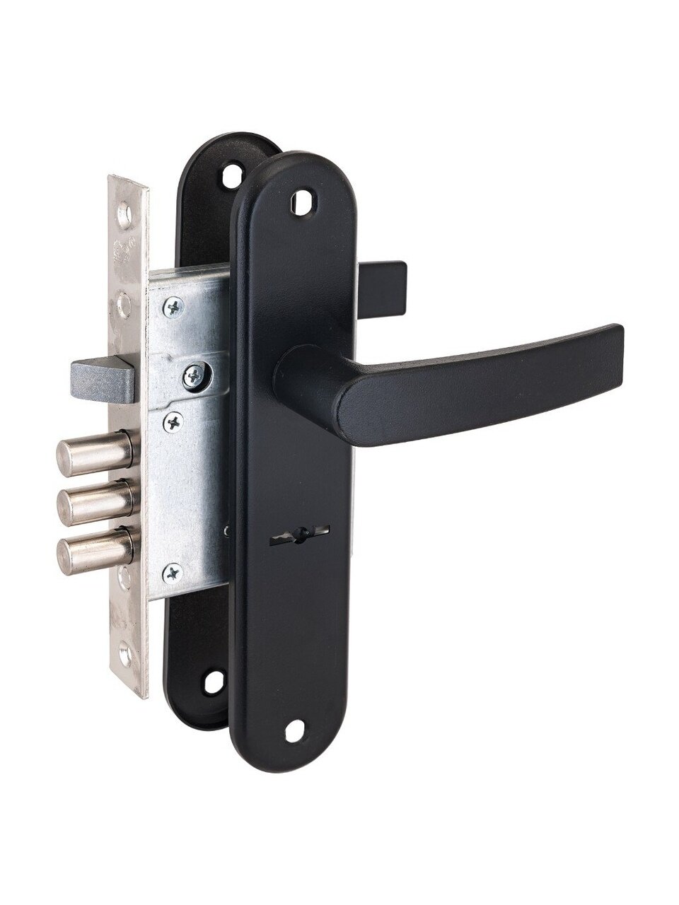 Замок врезной Просам, ЗВ 9-8/13, 76 704, 4421, ручка в комплекте, сувальдный, черный