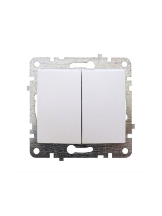 Механизм выключателя скрытой установки, двухклавишный, без заземления, белый, Quel Lumina, 4105-0020-90102