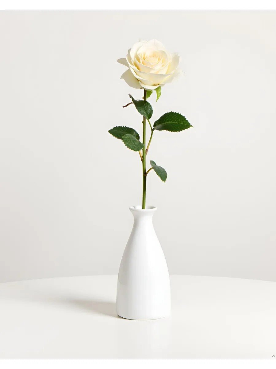 Цветок искусственный декоративный Роза раскрытая, 62 см, белый, Y3-1543