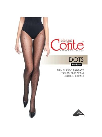 Колготки Conte, Fantasy Dots, 20 DEN, р. 2, nero/черные, без шортиков, рисунок мелкие точки, 14С-48СП