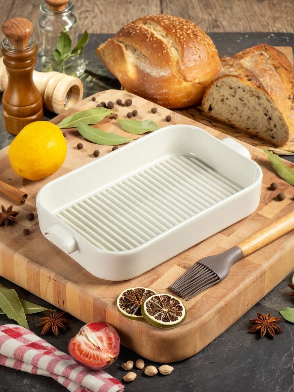 Форма для запекания керамика, 26.5х15х4.5 см, прямоугольная, в ассортименте, Y4-7293