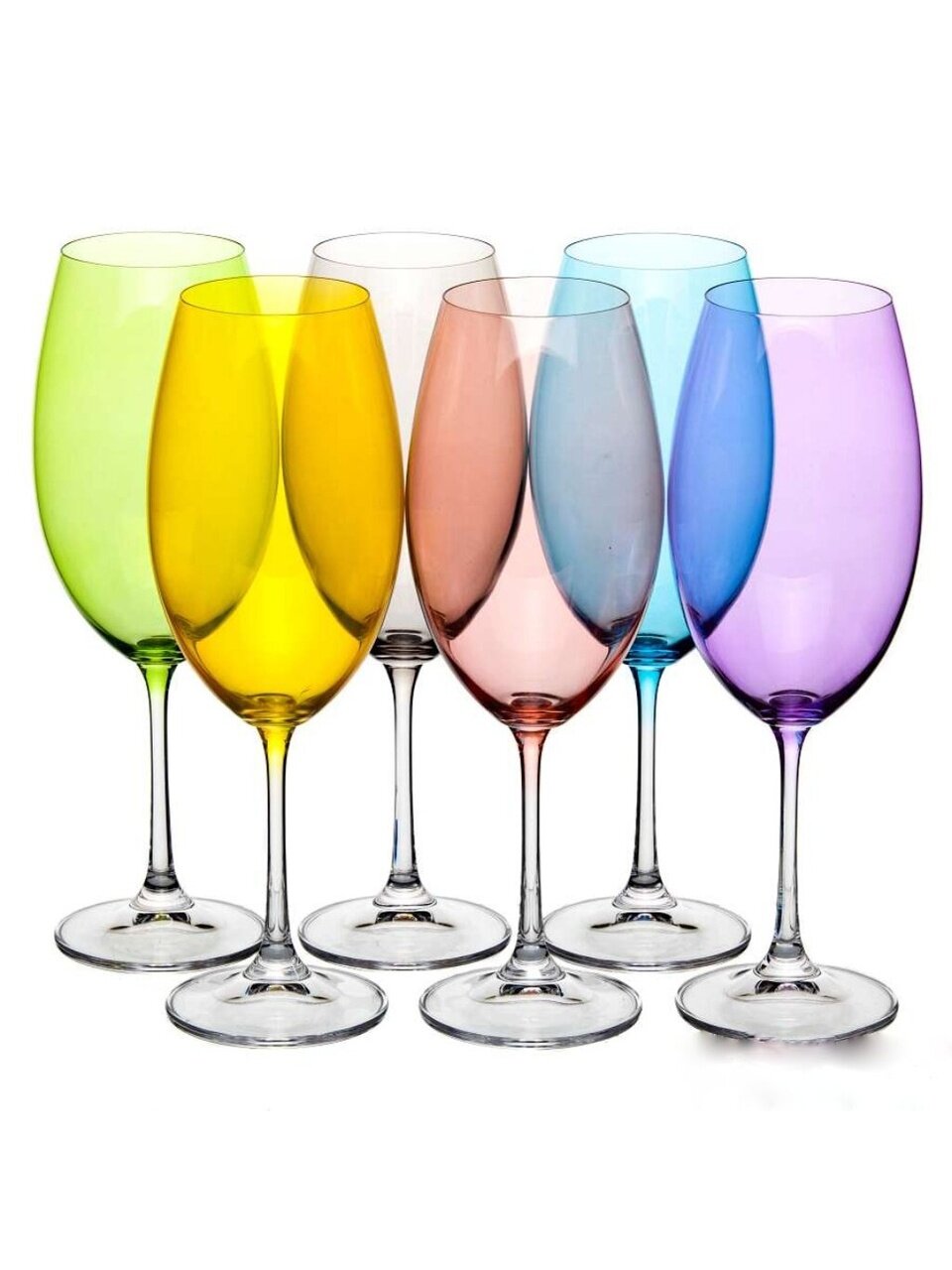 Бокал для вина, 510 мл, стекло, 6 шт, Bohemia, Milvus, цветная чаша, 91L/1SD22/0/D4642/510-662