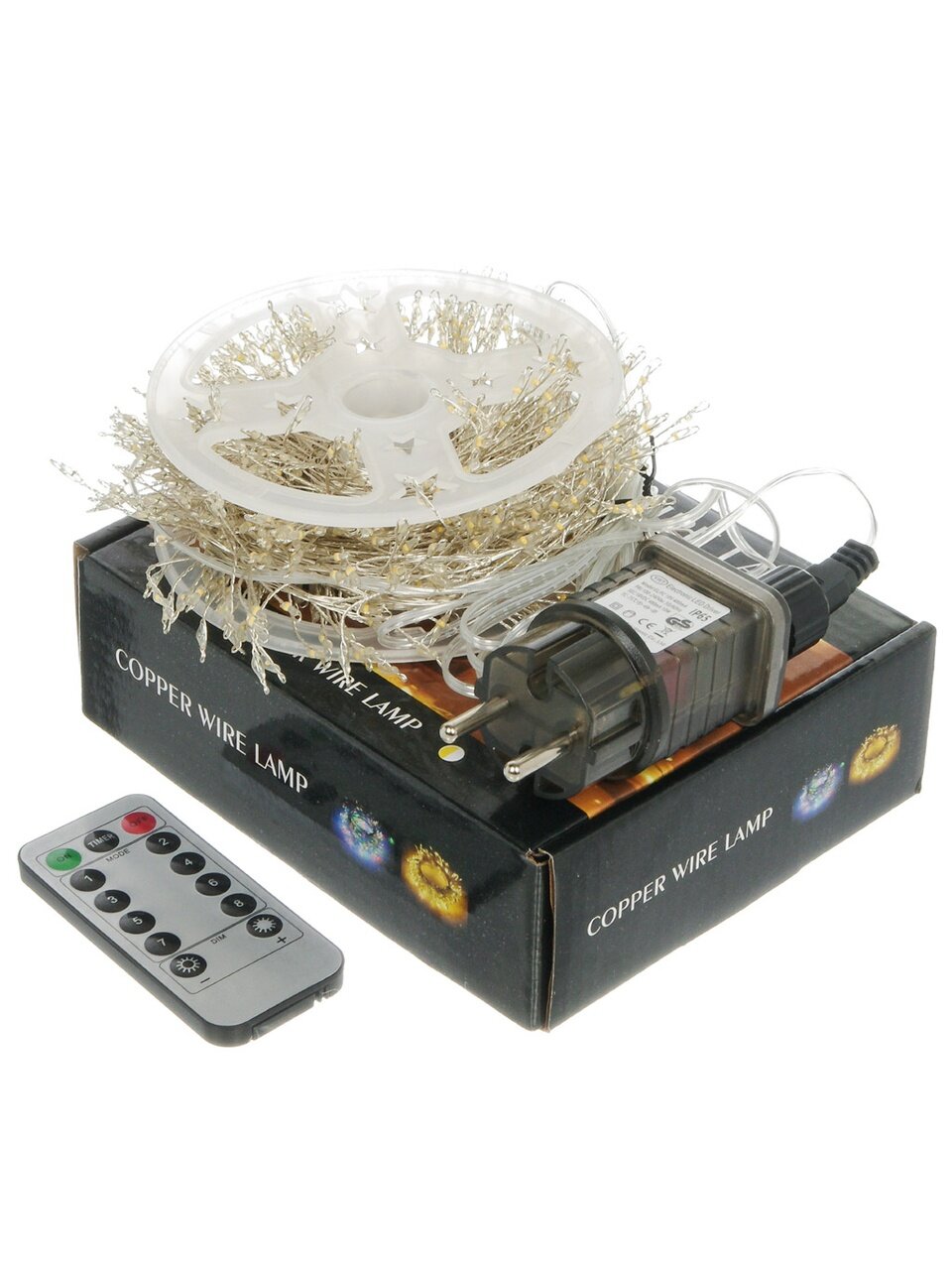 Гирлянда 700 ламп, 20 м, 8 режимов, Роса Хвойная лапа, холодный белый свет, прозрачная, сетевая, пульт, Y4-9898