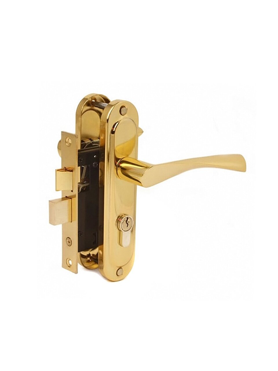 Замок врезной Avers, 0823/60-G, 17202, ручка в комплекте, цилиндровый, золотой
