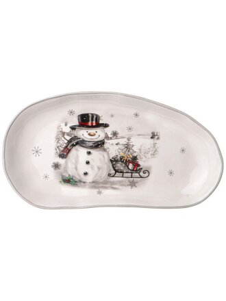 Тарелка закусочная, керамика, 23.3х12.8х3 см, овальная, С Новым годом!, Agness, 358-2253