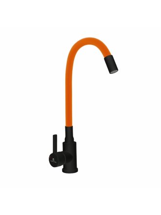 Смеситель для кухни, Gota Rocio, Black&White, гибкий излив, с картриджем, черный, 016092-GOTA