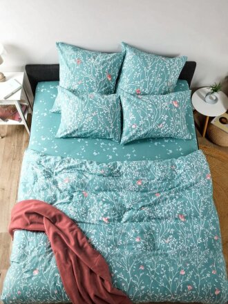 Постельное белье 1.5-спальное, простыня 145х215 см, 2 наволочки 50х70 см, пододеяльник 145х215 см, Ночь нежна, поплин, Баттерфляй