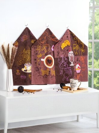 Набор полотенец кухонных 45х60 см, 165 г/м2, 100% хлопок, рогожка, АртДизайн, Бариста, Россия