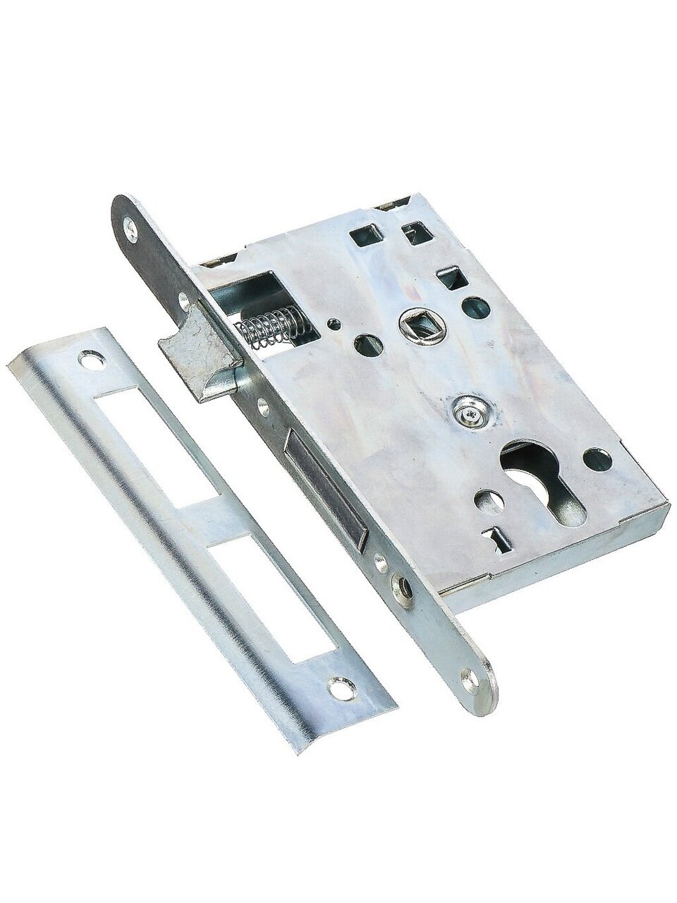 Замок врезной Птимаш, ЗВ4-3 (ЗВ4) корпус 55 мм, 11 540, без ручки, цилиндровый, хром