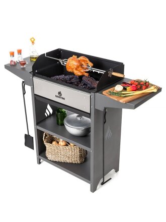 Мангал 1332х600х394х1041 мм, 2 мм, гриль, складные полки, Gratar, Family Optima Grill, FOG2000