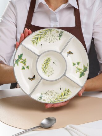 Менажница керамика, 26 см, 5 секций, Prima Collection, Дикий папоротник, PC75WF5