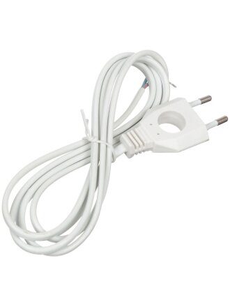 Шнур с плоской вилкой ШВВП 2х0.75 мм², 1.7 м, с вырезом, белый, TDM Electric, ШУ04, SQ1305-0031