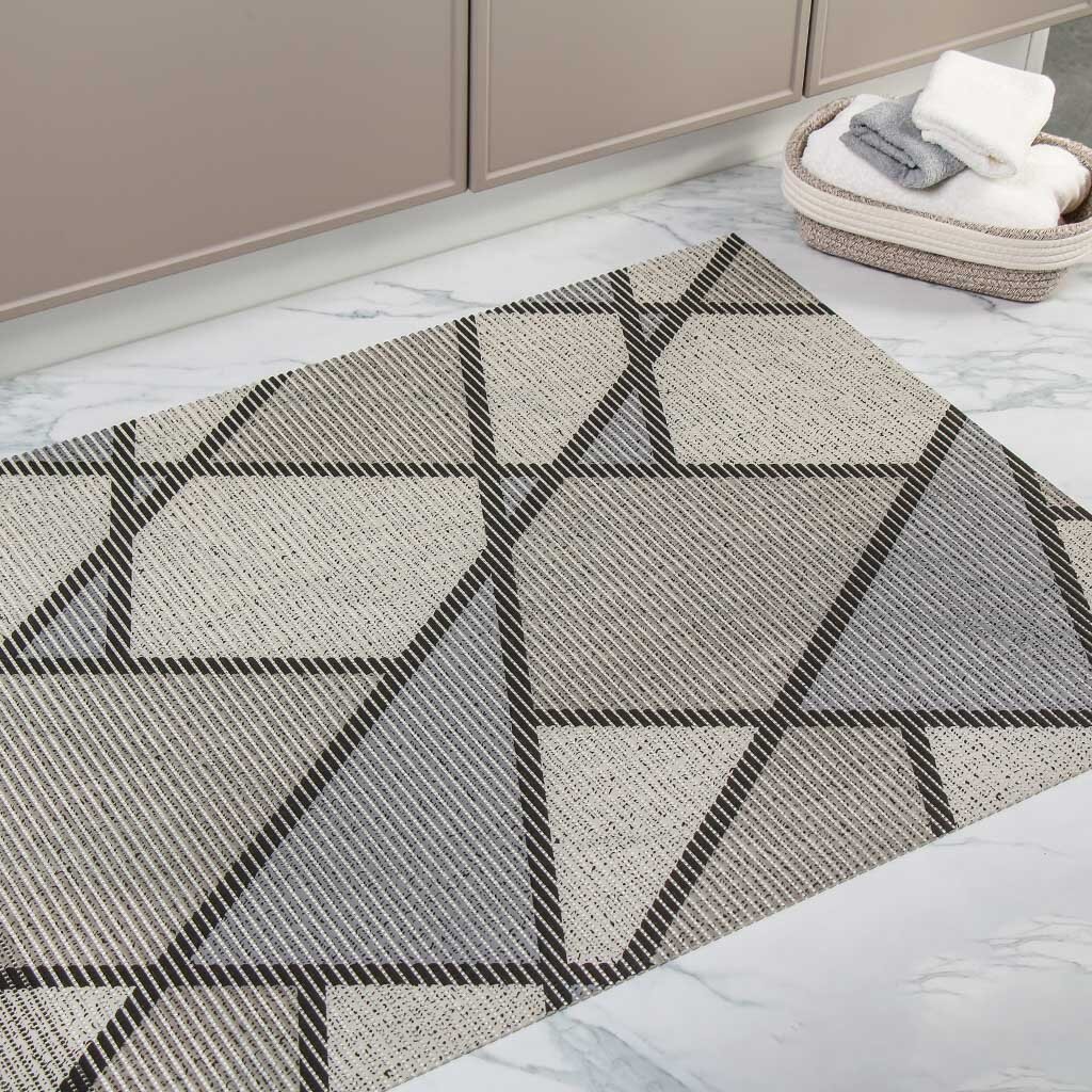 Коврик для ванной антискользящий, 0.8х15 м, вспененный ПВХ, серый, Homemat Aquatic, 103G, HMA.02.103G/80, геометрия