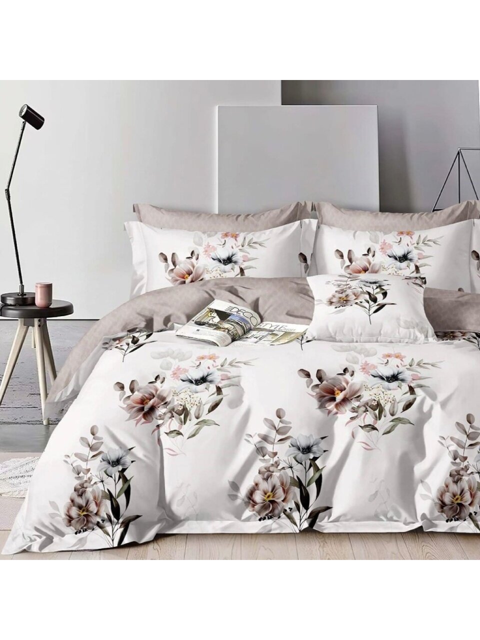 Постельное белье евро, простыня 220х240 см, 2 наволочки 70х70 см, пододеяльник 200х215 см, Alleri, сатин, молния, Premium, СП-300