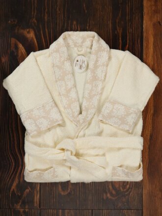 Халат женский, махровый, 100% хлопок, светло-молочный, XXL-XXXL, 56-58, Barkas, Aria, AI-1905025