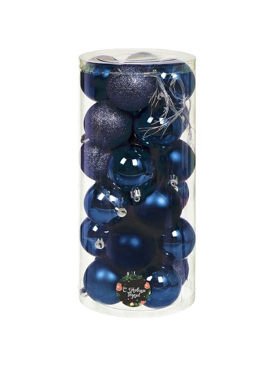 Елочный шар 24 шт, темно-синий, 6 см, пластик, SYQD-0119150NB