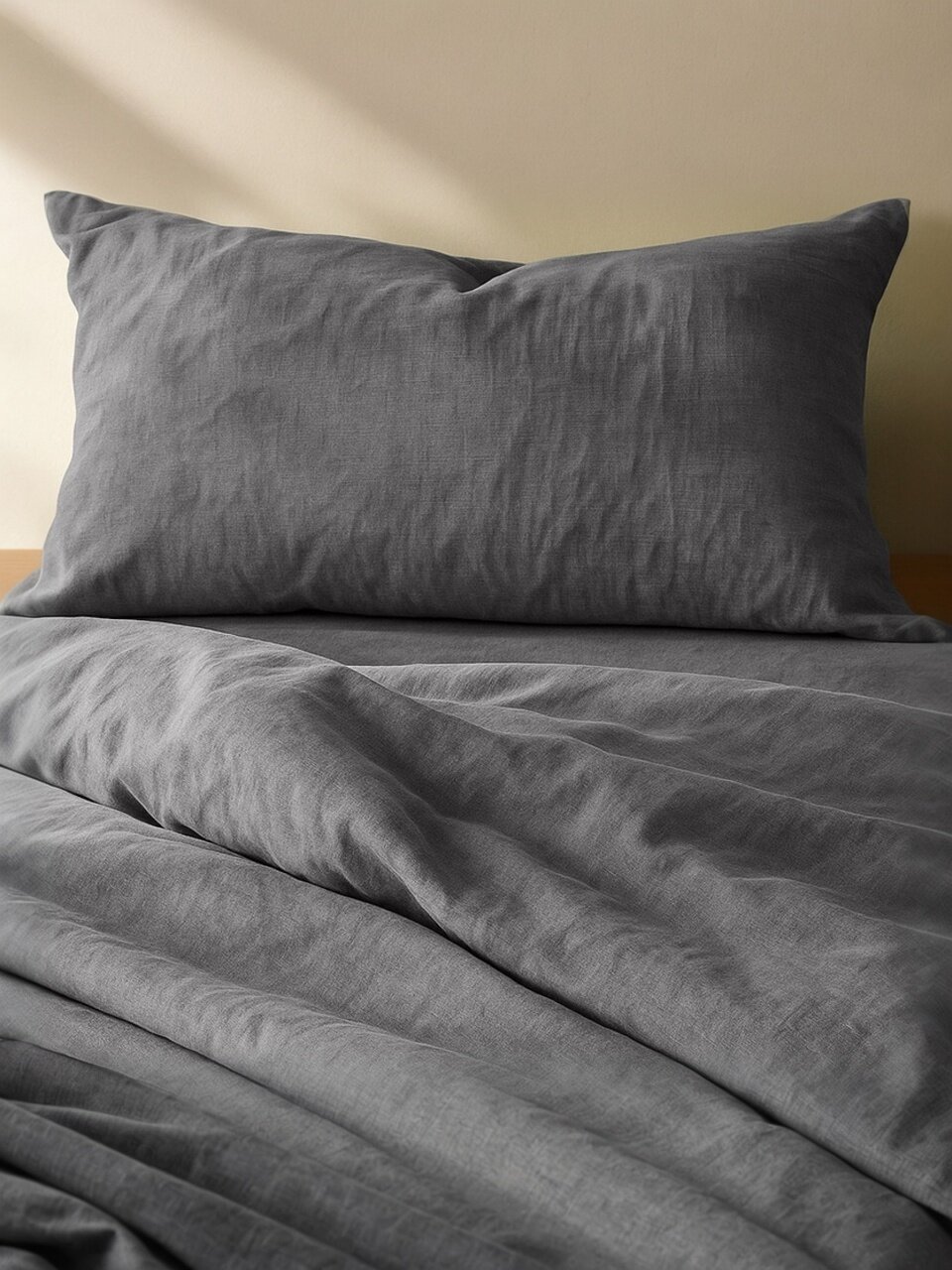 Постельное белье 2-спальное, простыня 240х260 см, 2 наволочки 50х70 см, пододеяльник 180х220 см, Silvano, вареный хлопок, Графит