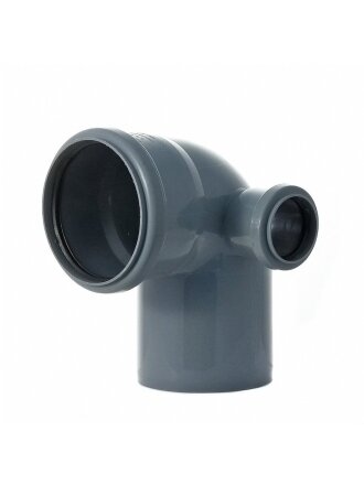 Уголок с отводом канализационный 110х50 мм, 90 °, правый, Мультимирпласт, ОТВ ВК 110/50/87.5 ПР