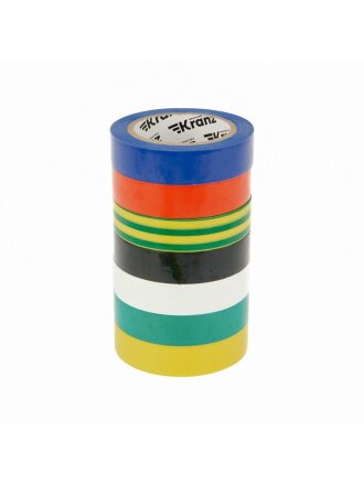 Набор изоляционных лент ПВХ, 15 мм, 130 мкм, 10 м, 7 цветов, Kranz, KR-09-2010-E