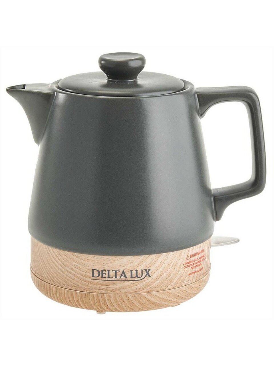 Чайник электрический Delta Lux, DE-1014, 1 л, 1200 Вт, скрытый нагревательный элемент, фарфор