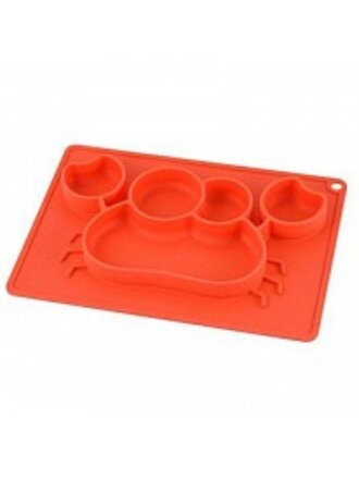 Тарелка детская силикон, Краб, плейсмат, Little Angel, красная