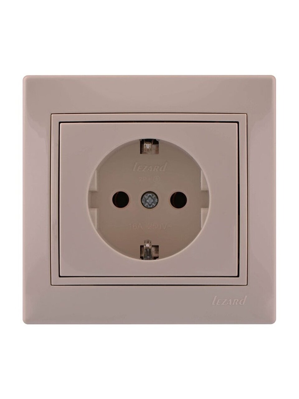 Розетка скрытой установки, 1 гнездо, с заземлением, керамика, кремовая, со вставкой, Lezard, Mira, 701-0303-122