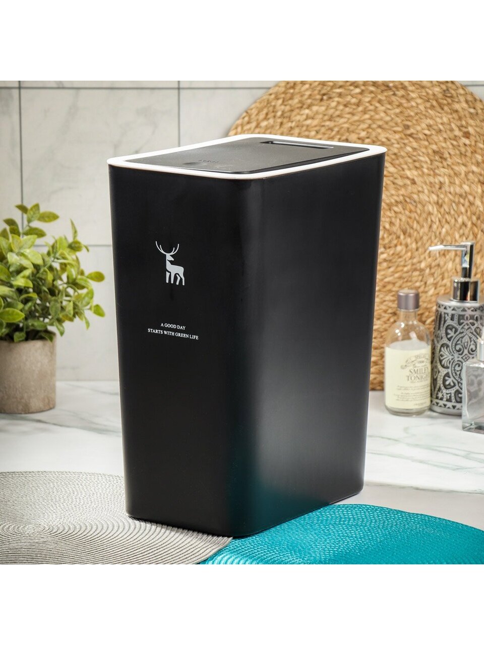 Контейнер для мусора пластик, 9 л, прямоугольный, черный, Y4-8661