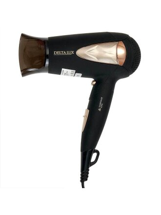 Фен Delta Lux, DL-0935, 1400 Вт, холодный обдув, складная ручка, черный с золотым