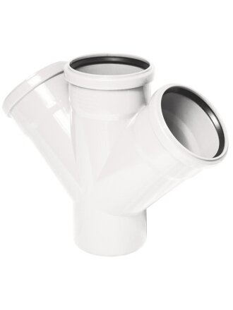 Крестовина канализационная одноплоскостная, 110х110х110 мм, 45 °, РосТурПласт, белая, 24763