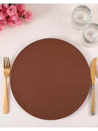 Салфетка для стола экокожа, 35 см, круглая, оранжевая, Y4-8324