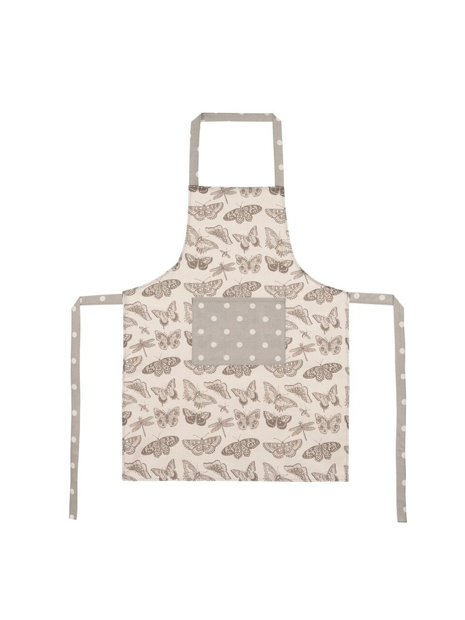 Фартук 60х80 см, 100% хлопок, рогожка набивная, с карманом, Guten Morgen, Бабочки, ФР-БС-60-80
