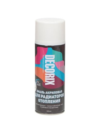 Эмаль аэрозольная, Decorix, для радиаторов, акриловая, глянцевая, белая, A21, 520 мл