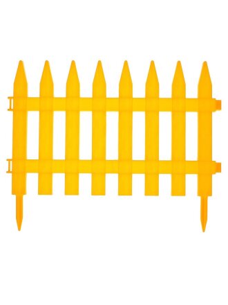 Забор декоративный пластмасса, Palisad, Частокол №1, 28х300 см, желтый, ЗД01