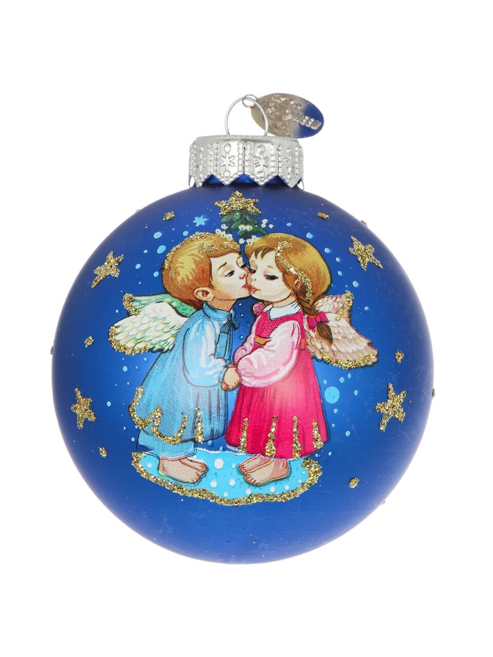 Елочный шар Ангелочек нежный 2, 8 см, стекло, КУ-80-234069