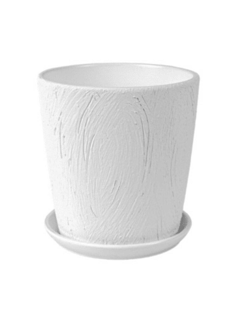 Горшок керамика, 1.5 л, 12х15.5 см, конус, белый, Короед №3, 004050