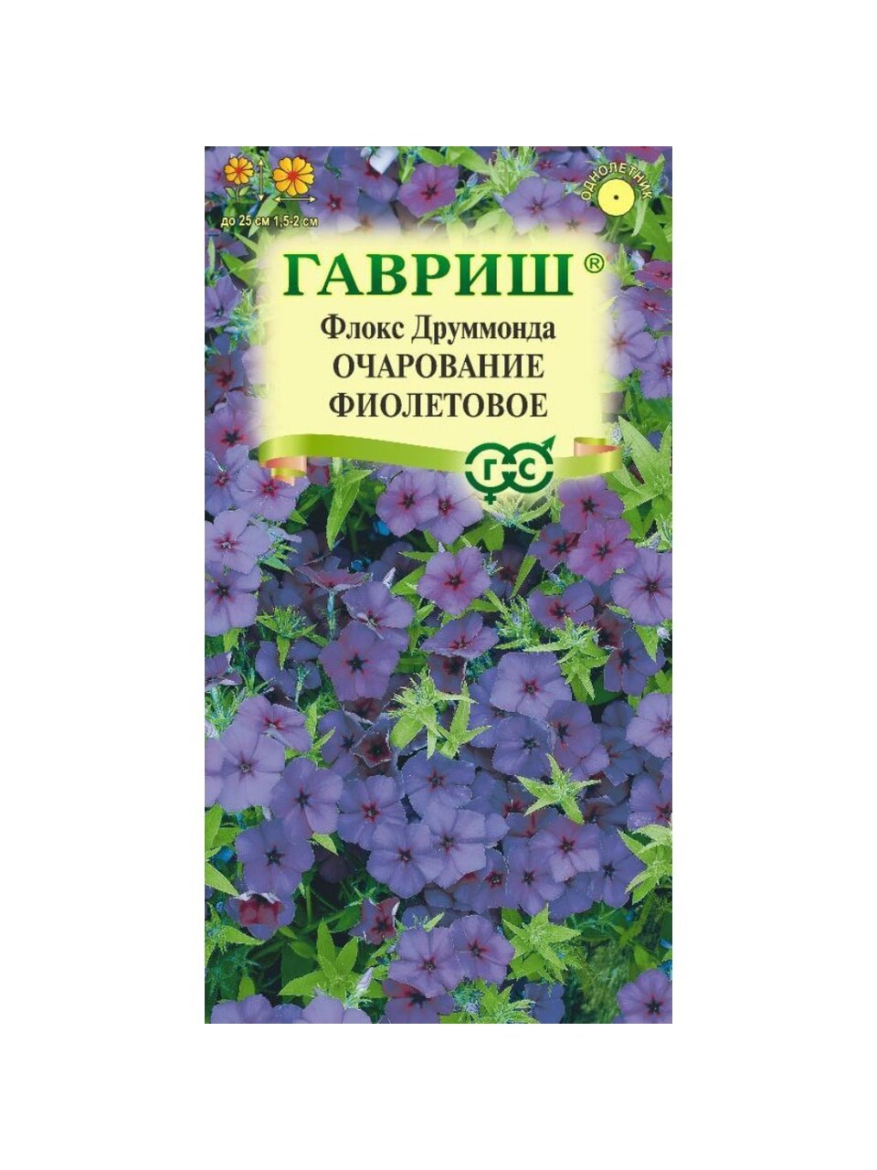 Семена Цветы, Флокс, Очарование фиолетовое, 0.05 г, Друммонда, цветная упаковка, Гавриш