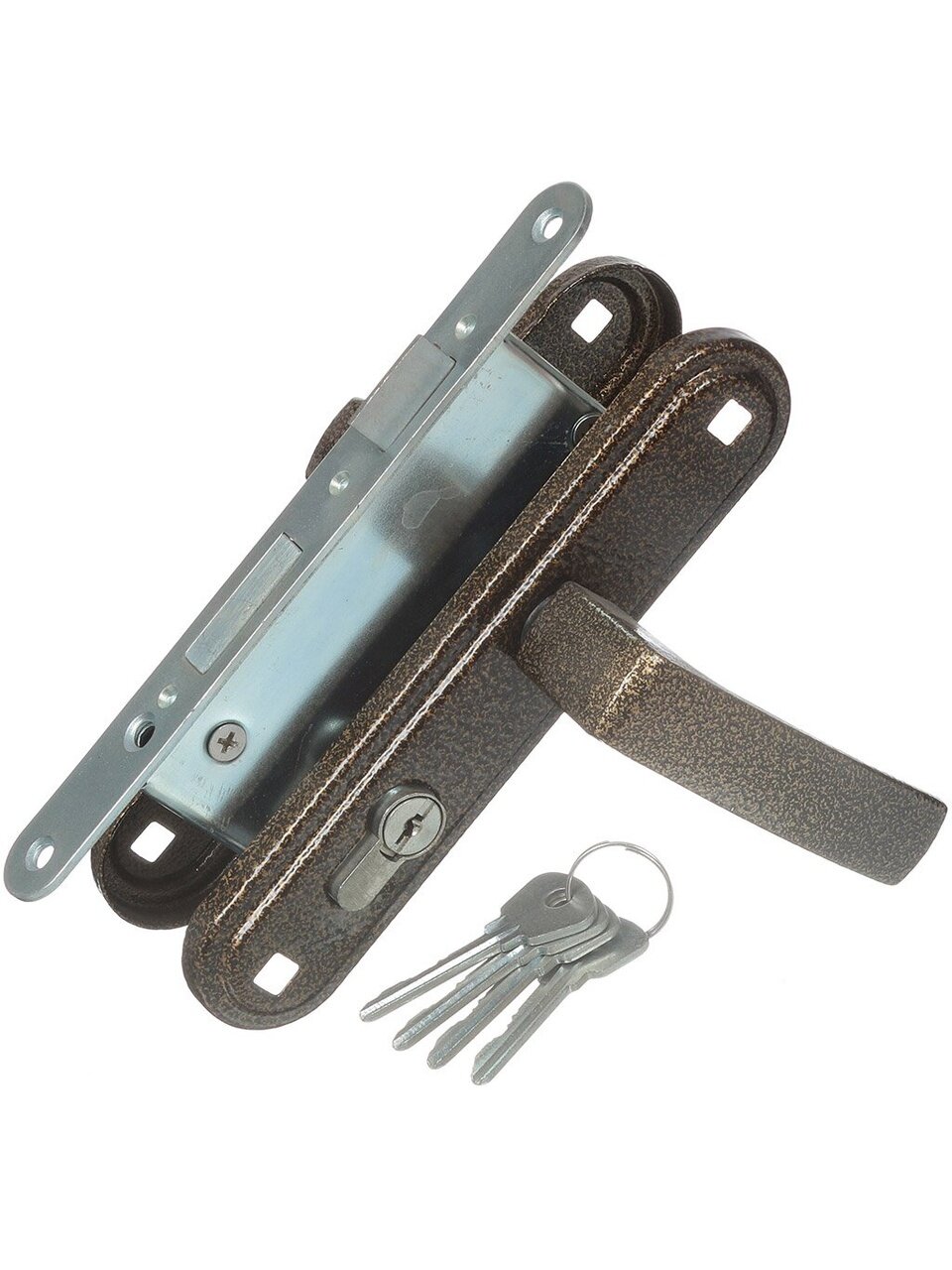 Замок врезной Зенит, ЗВ4-3.05, БП-00010737, ручка в комплекте, цилиндровый, бронзовый