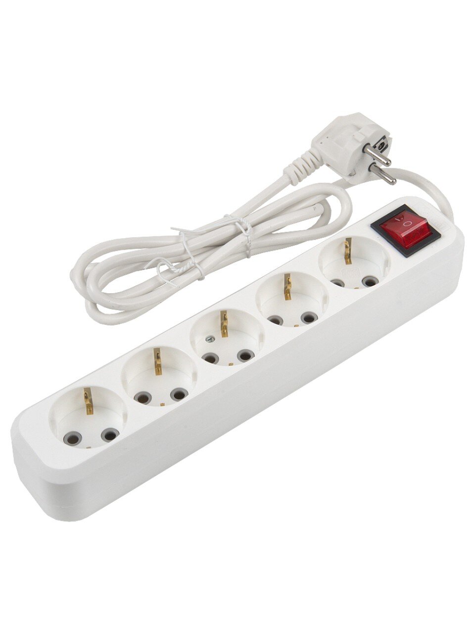 Удлинитель бытовой 5 гнезд, 1.5 м, ПВС, 3х1 мм², с заземлением, 16 А, выключатель, 3500 Вт, General Lighting Systems, 470107