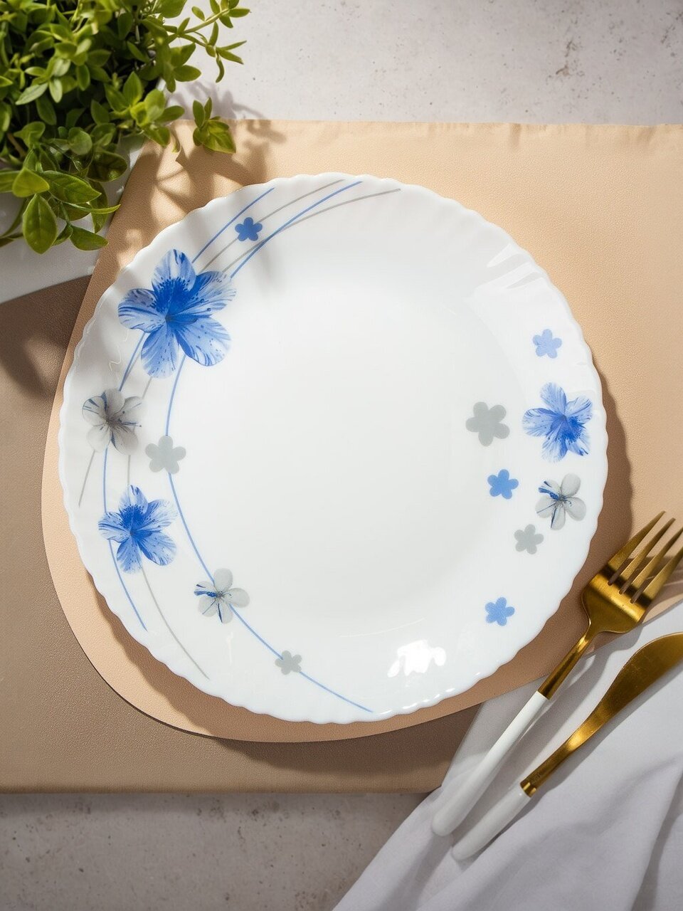 Тарелка обеденная, стеклокерамика, 24 см, круглая, Вуаль, LHP95