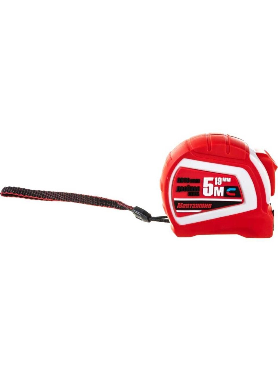 Рулетка 5 м, двухкомпонентная, магнитный, металл, 19 мм, автостоп, Монтажник, 603519