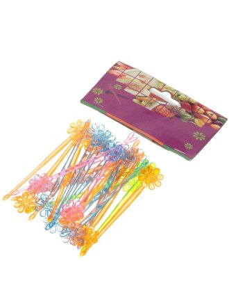 Шпажки декоративные пластик, 8.5 см, 24 шт, в ассортименте, Цветок, Y3-600