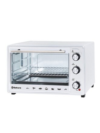 Духовка электрическая, Sakura, 48 л, 1800 Вт, 3 режима, белая, SA-7026W