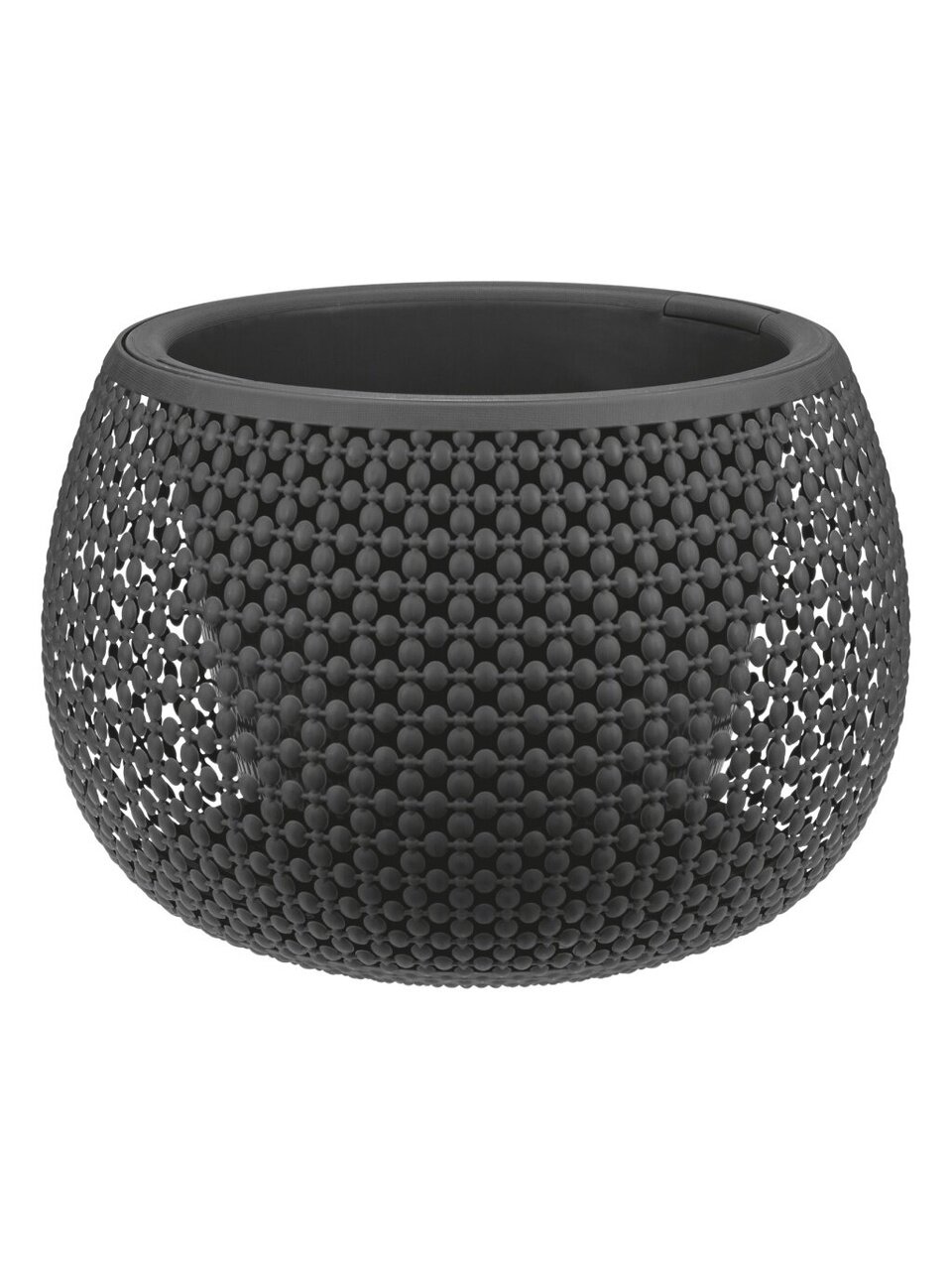 Горшок для цветов пластик, 4 л, 29х20 см, со вставкой, графит, Idea, Пирула, М 3101