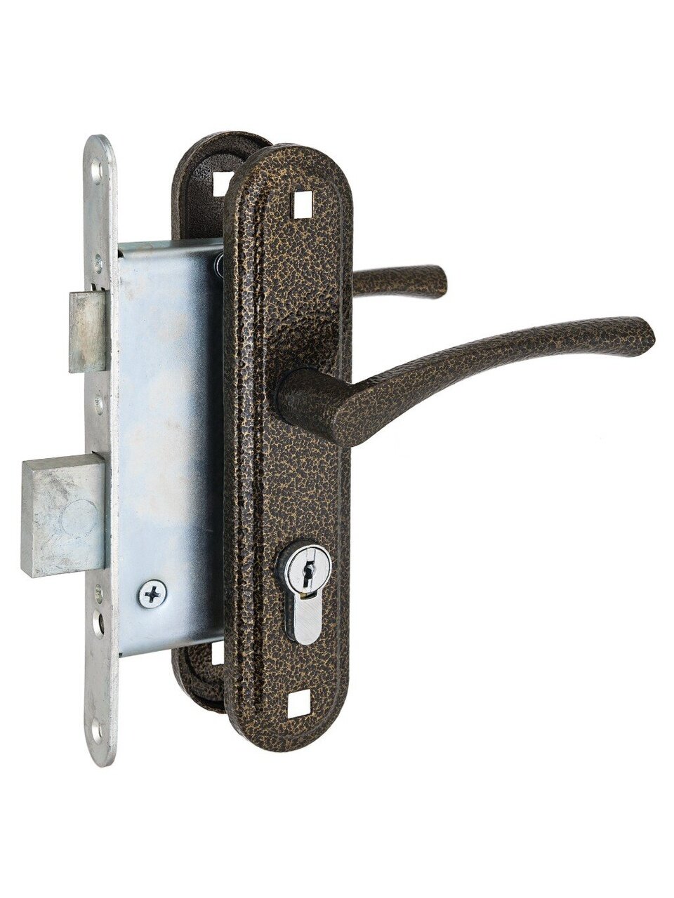 Замок врезной Стандарт, ЗВ4-3.07С, 7424, ручка в комплекте, старая бронза